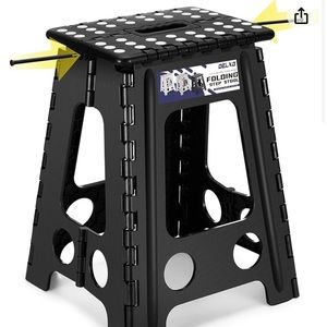 17.5 inch foldable plastic stool black - new with packaging